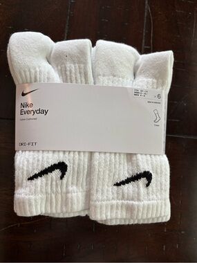 Nike White Crew Socks 6-Pack with Black Swoosh